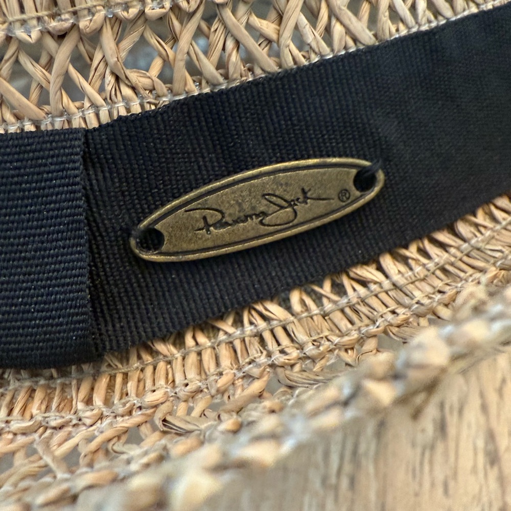 Panama Jack Woven Straw Fedora with Black Band Unisex L/XL - Picture 2 of 5